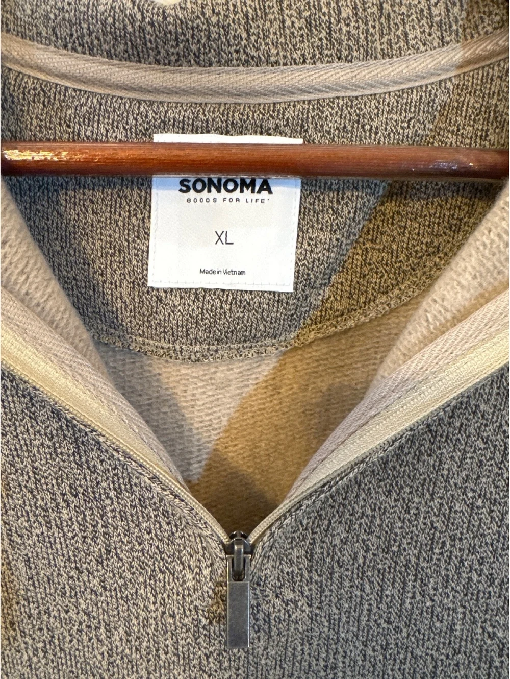 Sonoma Goods For Life Men’s Taupe Oatmeal Quarter Zip Pullover XL